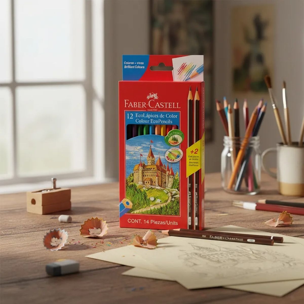 FABER-CASTELL - 12 Ecolapices De Colores +2 Grafitos Faber Castell 14 Pcs Multicolor