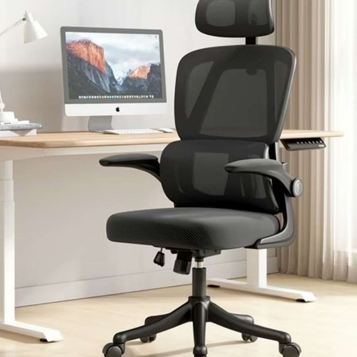 GENERICO - Silla Ergonómica de Oficina con Apoyacabeza  Negra