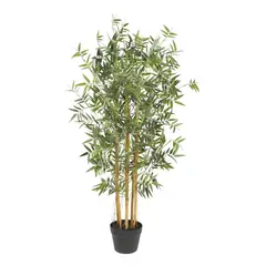 ARBUSTO REAL - Planta Artificial Bamboo Premium 120 Cm. / 730 Hojas Verde Para Decoracion De Interiores Y Terrazas
