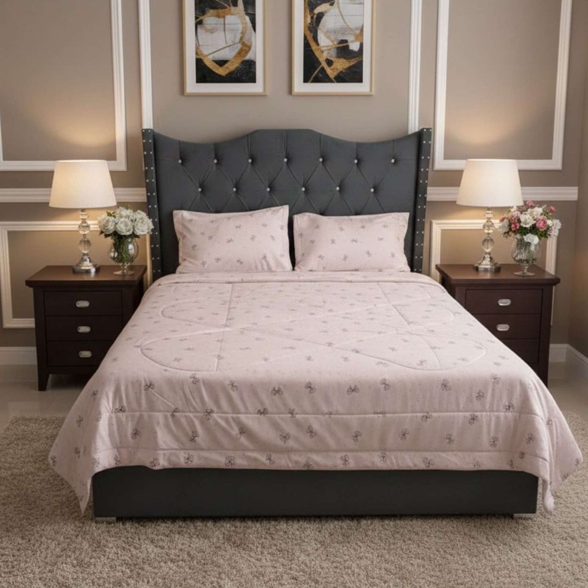 GENERICO - Cubrecama Nórdico 2 Plazas + 2 Fundas de Almohada