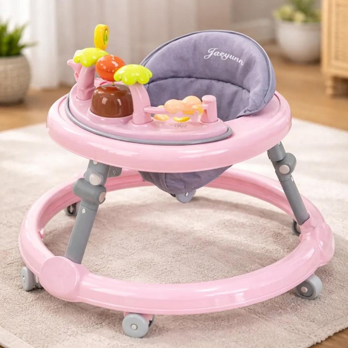JAGIMA - Andador Plegable Flores Con Musica Bebes Portable Unisex - Rosa - Talla Única