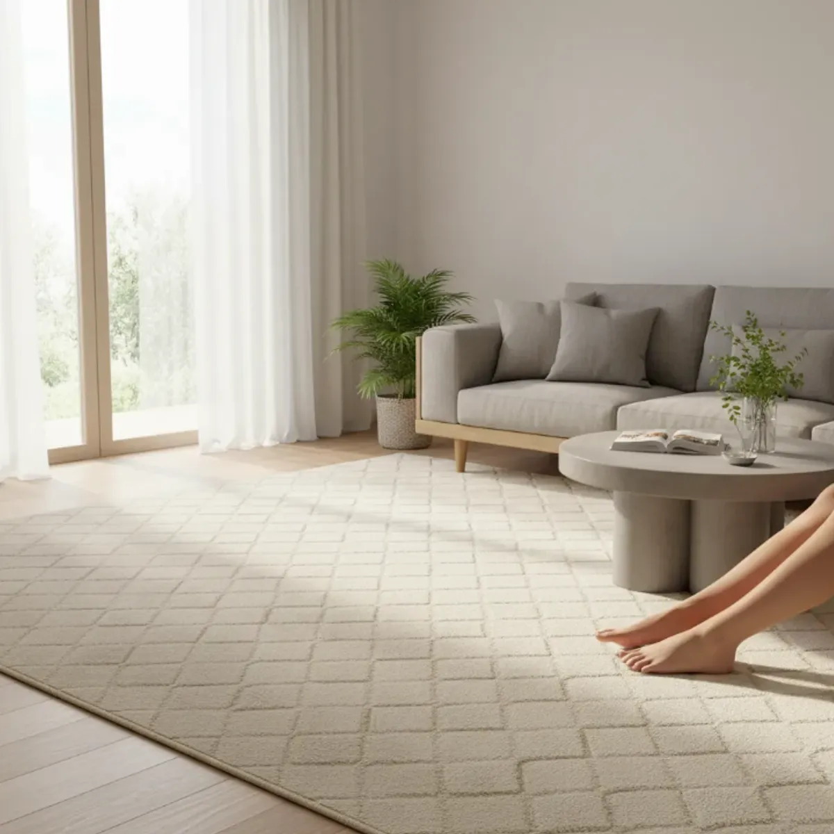 GENERICO - Alfombra Grande 2x2.4m Moderna Peluda Suave Sala De Estar 2 M 2.4 M