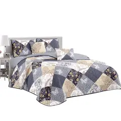 GENERICO - Cubrecama 2 plazas beige geometrico