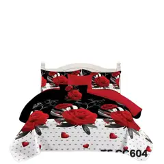 GENERICO - Cubrecama 2 plazas rosa roja