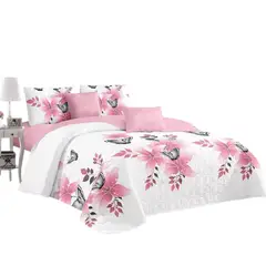 GENERICO - Cubrecama 2 plazas rosa floreado
