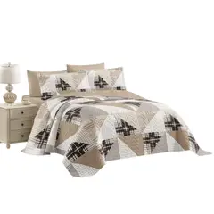 GENERICO - Cubrecama 2 plazas beige zic zac