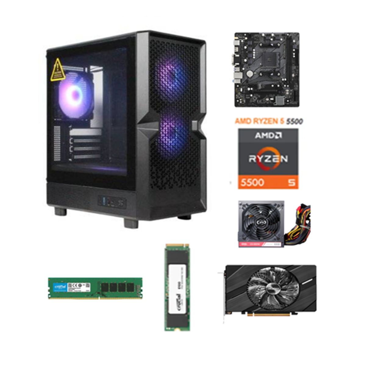AMD CORP - COMPUTADOR GAMER RYZEN 5 5500/ 512 SSD/16GB RAM/ INTEL ARC A380 6GB/650W CLIO