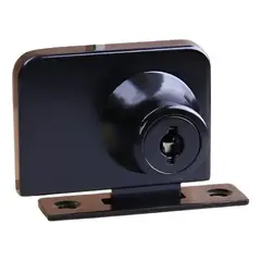 GENERICO - Cerradura Puerta Vidrio Mueble Doble De 3 A 8mm Negro
