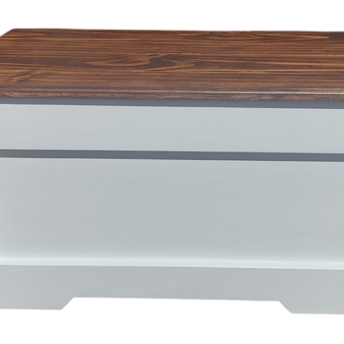 GENERICO - Baúl de Madera Blanco Tapa Nogal Oscuro