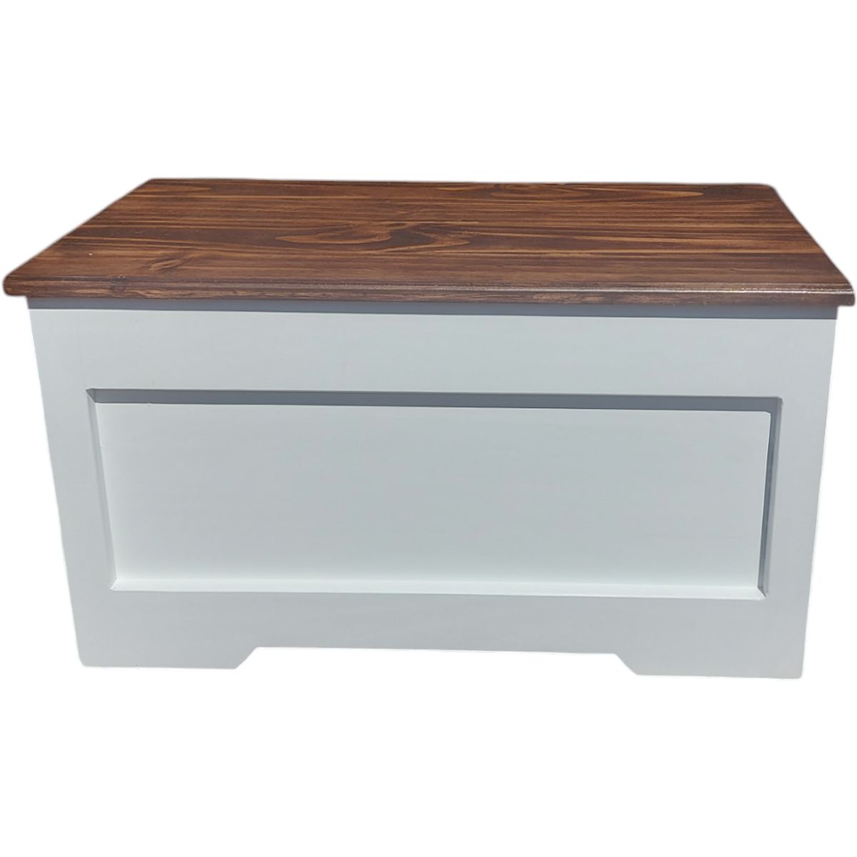 GENERICO - Baúl de Madera Blanco Tapa Nogal Oscuro