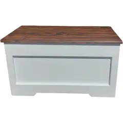 GENERICO - Baúl de Madera Blanco Tapa Nogal Oscuro