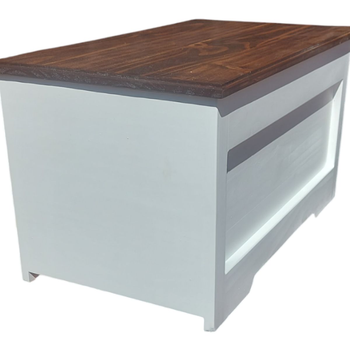 GENERICO - Baúl de Madera Blanco Tapa Nogal Oscuro