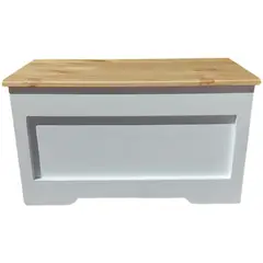 GENERICO - Baúl de Madera Blanco Tapa Natural