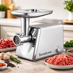 MOVI - Moledora de Carne Silver Love 1000W Bandeja de Acero Inoxidable, Alta Potencia