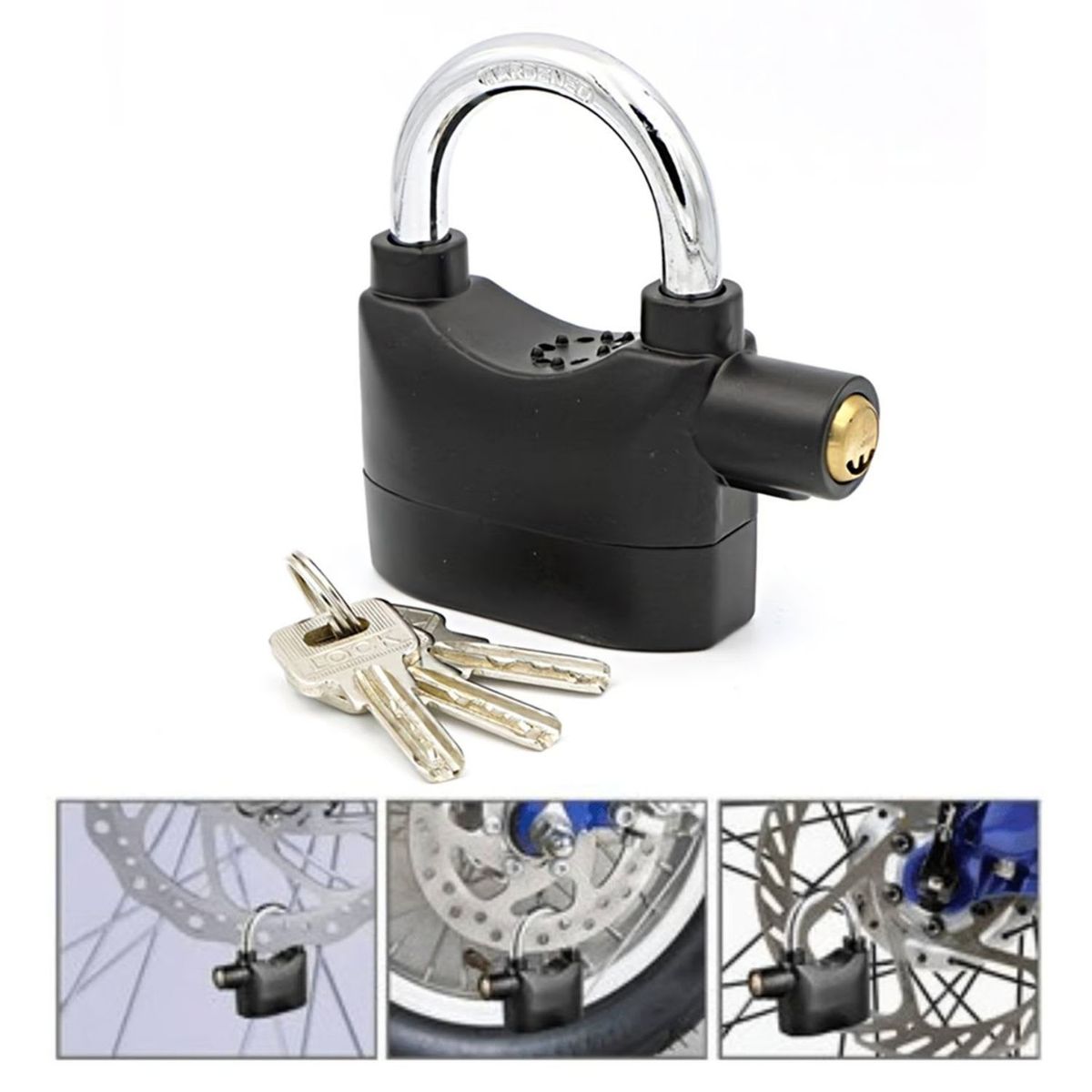 MOVI - Candado con Alarma  Seguridad Antirrobo para Bicicleta, Puertas y Otros