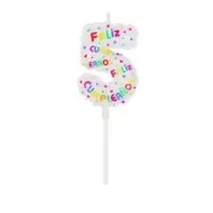 GENERICO - Vela Nº 5 Feliz Cumpleaños colorida 12cm