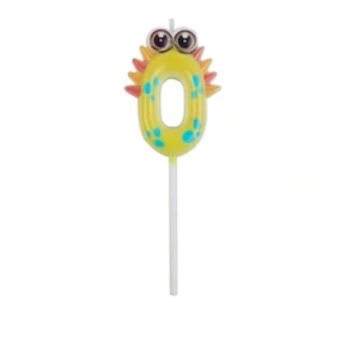 GENERICO - Vela Nº 0 dinosaurio amarilla 11cm