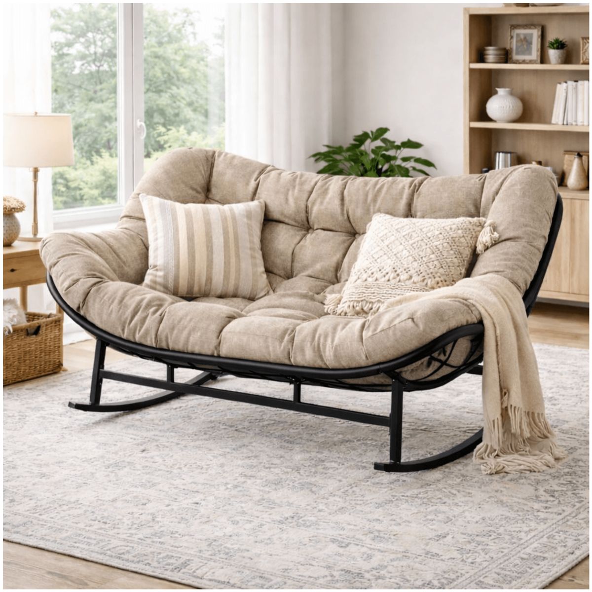 HOMER DESIGN - Sillon mecedor silla Mecedora Sitial dos cuerpo para jardín living