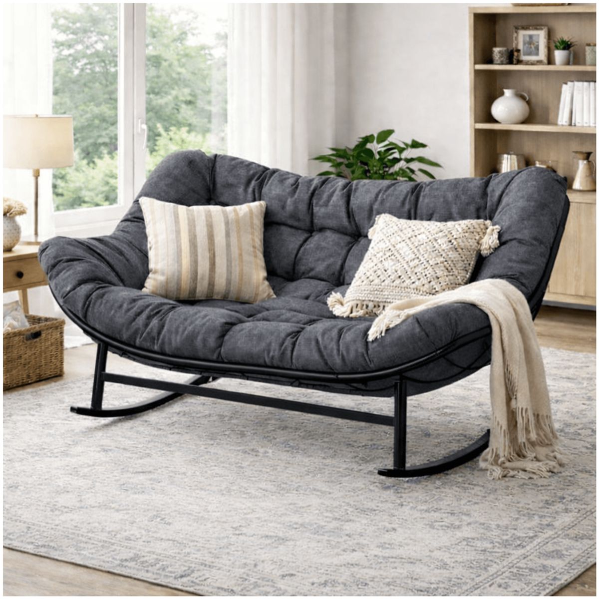 HOMER DESIGN - Sillon mecedor silla Mecedora Sitial dos cuerpo para jardín living
