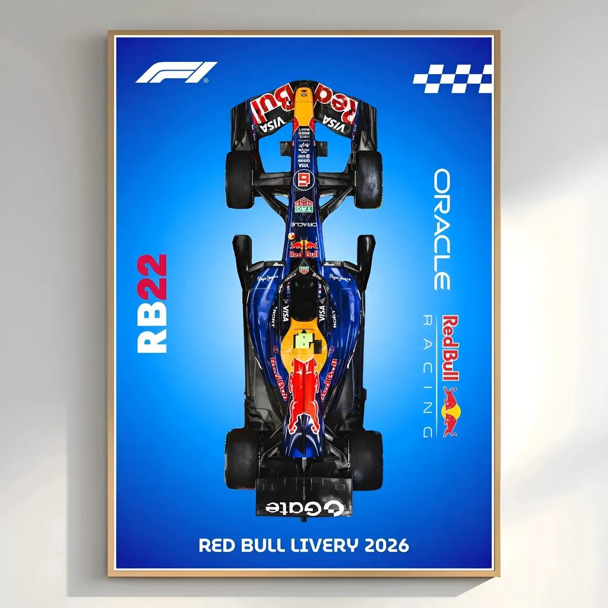 GENERICO - Cuadro Autos Fórmula 1 2026 Vista Red Bull Racing + Marco Negro