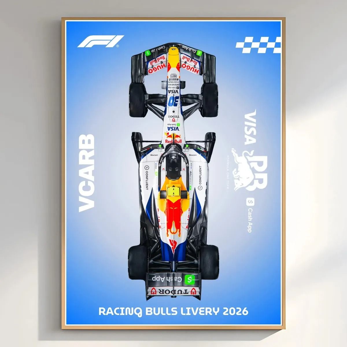 GENERICO - Cuadro Autos Fórmula 1 2026 Vista Red Bull VISA + Marco Negro