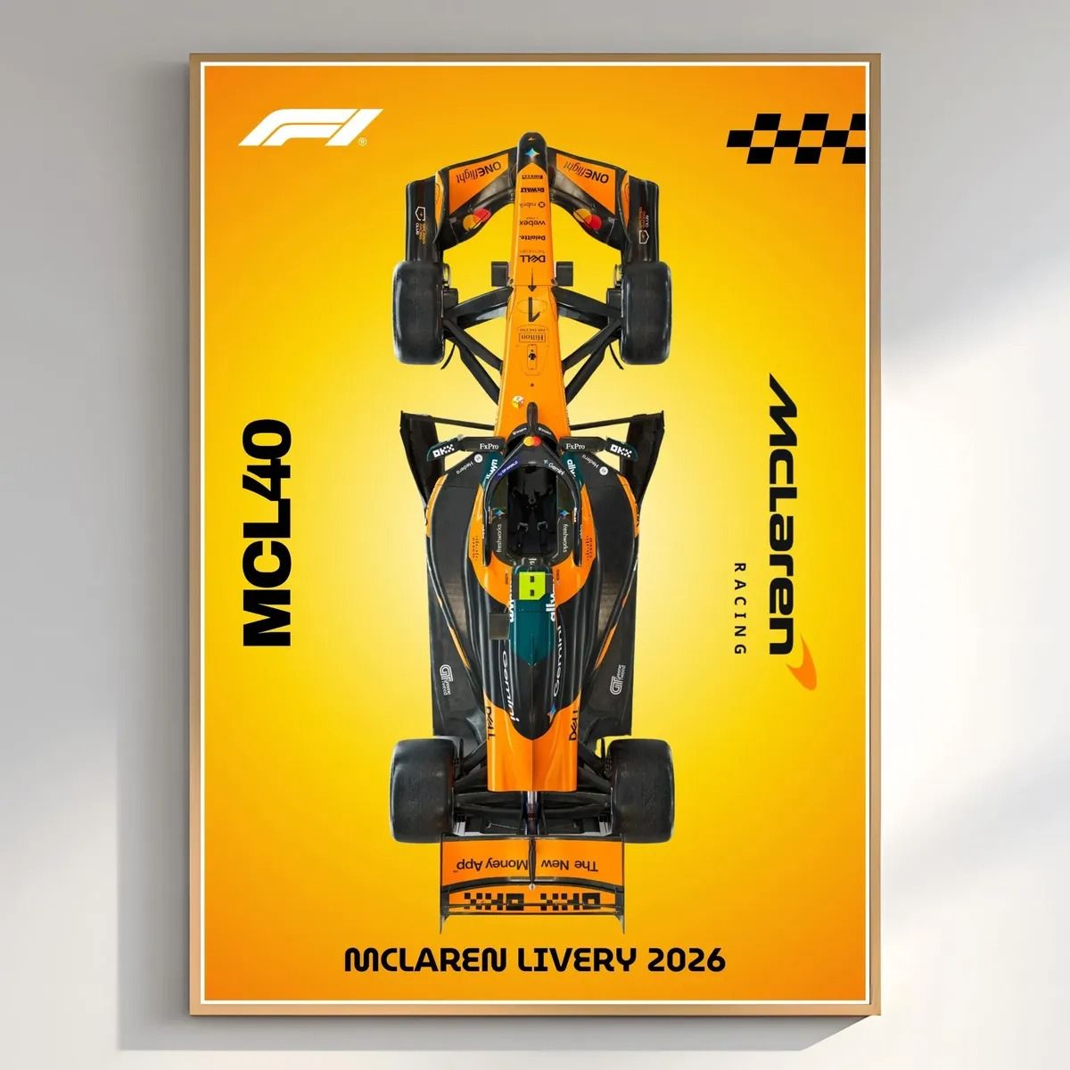 GENERICO - Cuadro Autos Fórmula 1 2026 Vista McLaren + Marco Negro