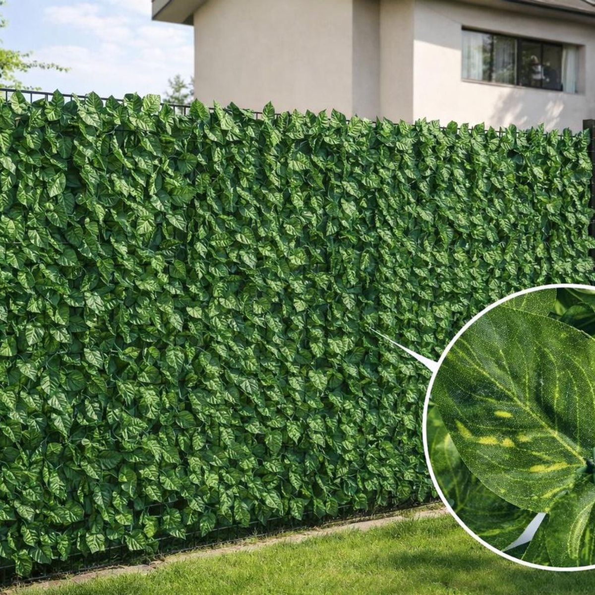 ARBUSTO REAL - Malla De Hojas Cerca Diseño Enredadera Decoración 3x1m Verde