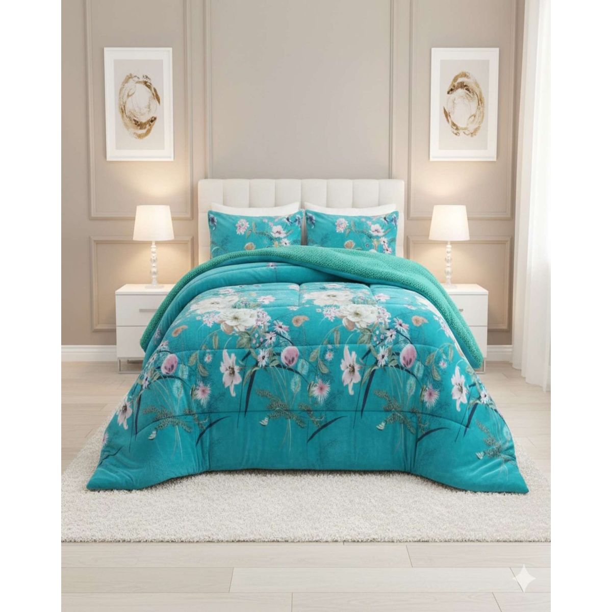 GENERICO - Cubrecama Plush con  Chiporro de Invierno 2 Plazas