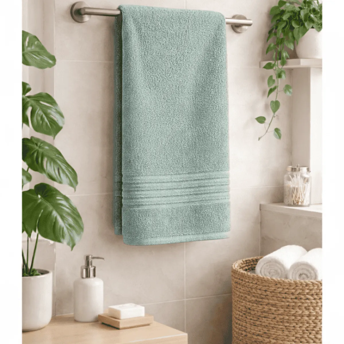 AMABILE - Toalla Cuerpo 85 x 150cms Verde Agua Oscuro 100% Algodón Amabile