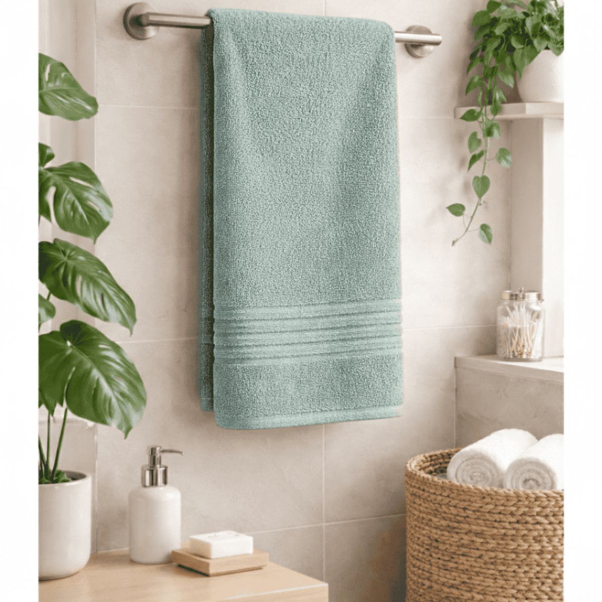 AMABILE - Toalla Cuerpo 85 x 150cms Verde Agua Oscuro 100% Algodón Amabile