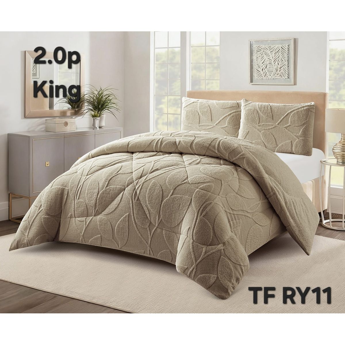 GENERICO - Cobertor texturizado linea con chiporro 230x250 +  funda de almohada
