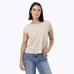 MERRELL - Polera Manga Corta Mujer Slub Beige