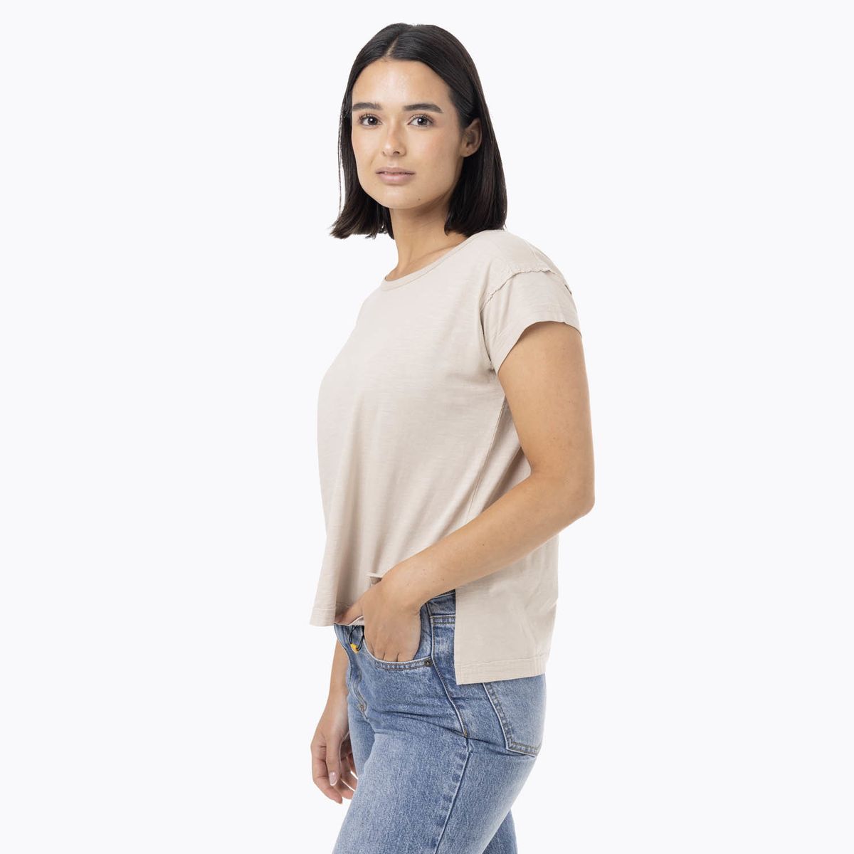 MERRELL - Polera Manga Corta Mujer Slub Beige MERRELL