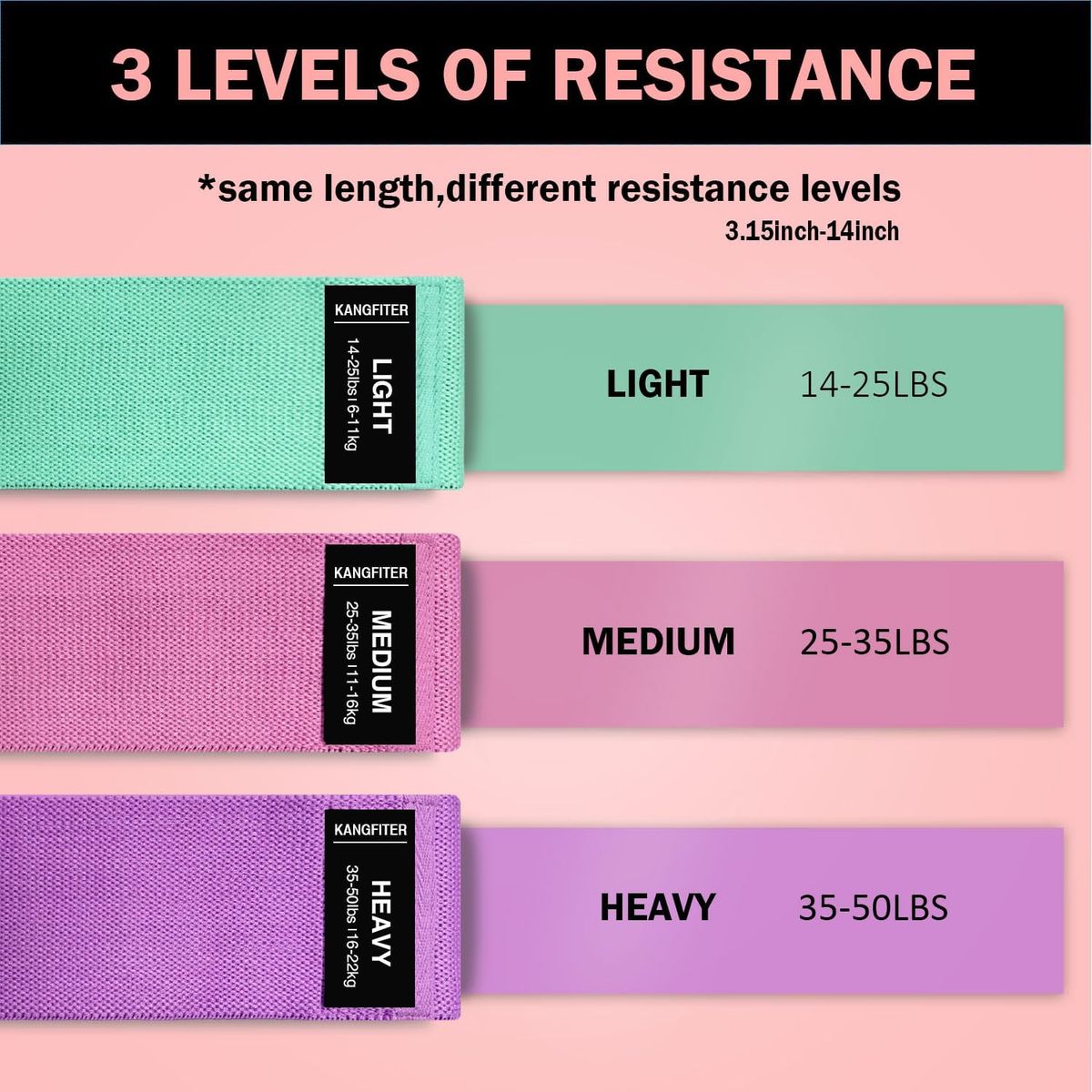 MOVI - Bandas Elásticas para Piernas y Glúteos – Tela Antideslizante 3 Niveles de Resistencia