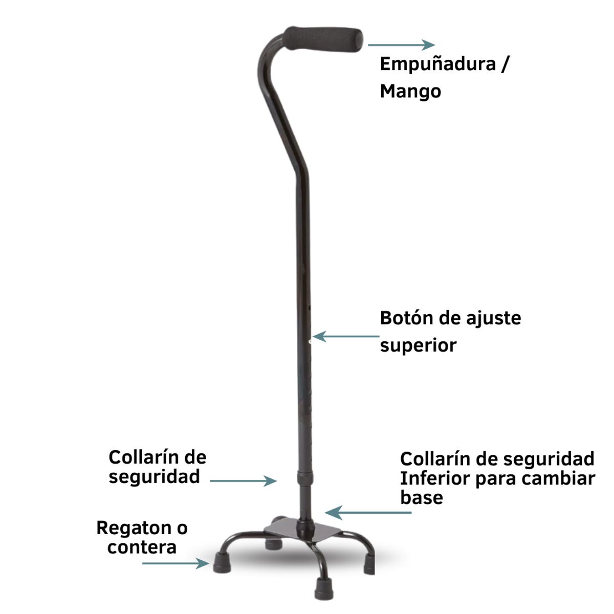 MATVOLL - Bastón de apoyo cuatro patas