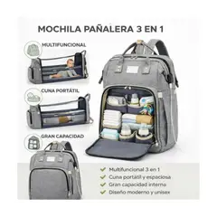 MOVI - MOCHILA NIÑA PAÑALERA,CUNA Y MUDADOR DE BEBE 3 en 1