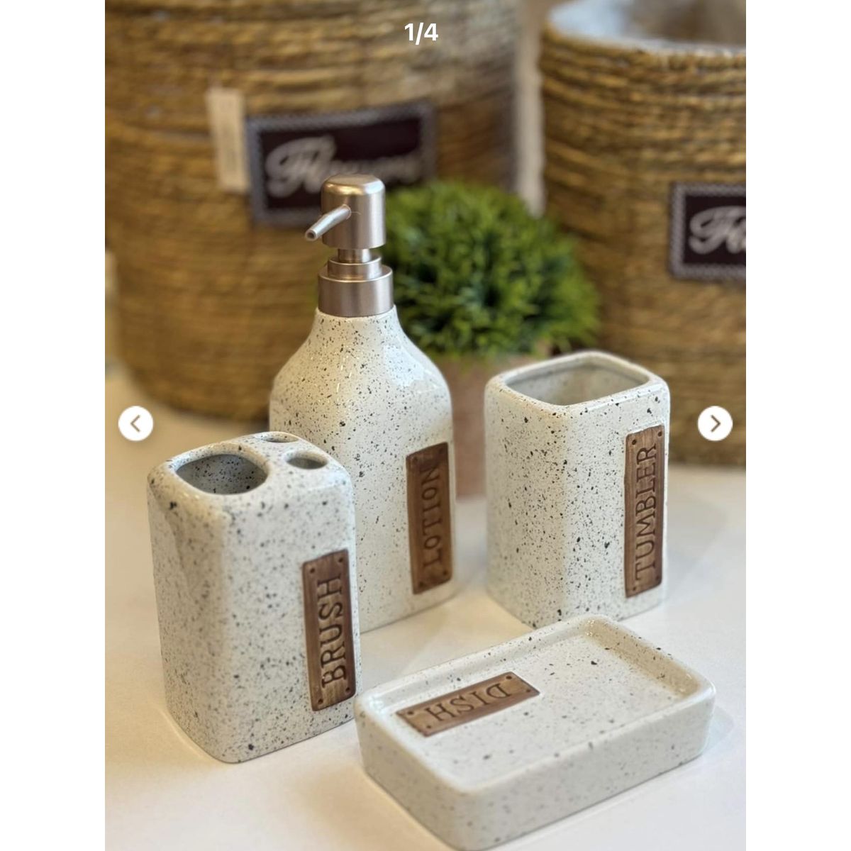 GENERICO - Set de Accesorios de Baño 4 Piezas Cerámica