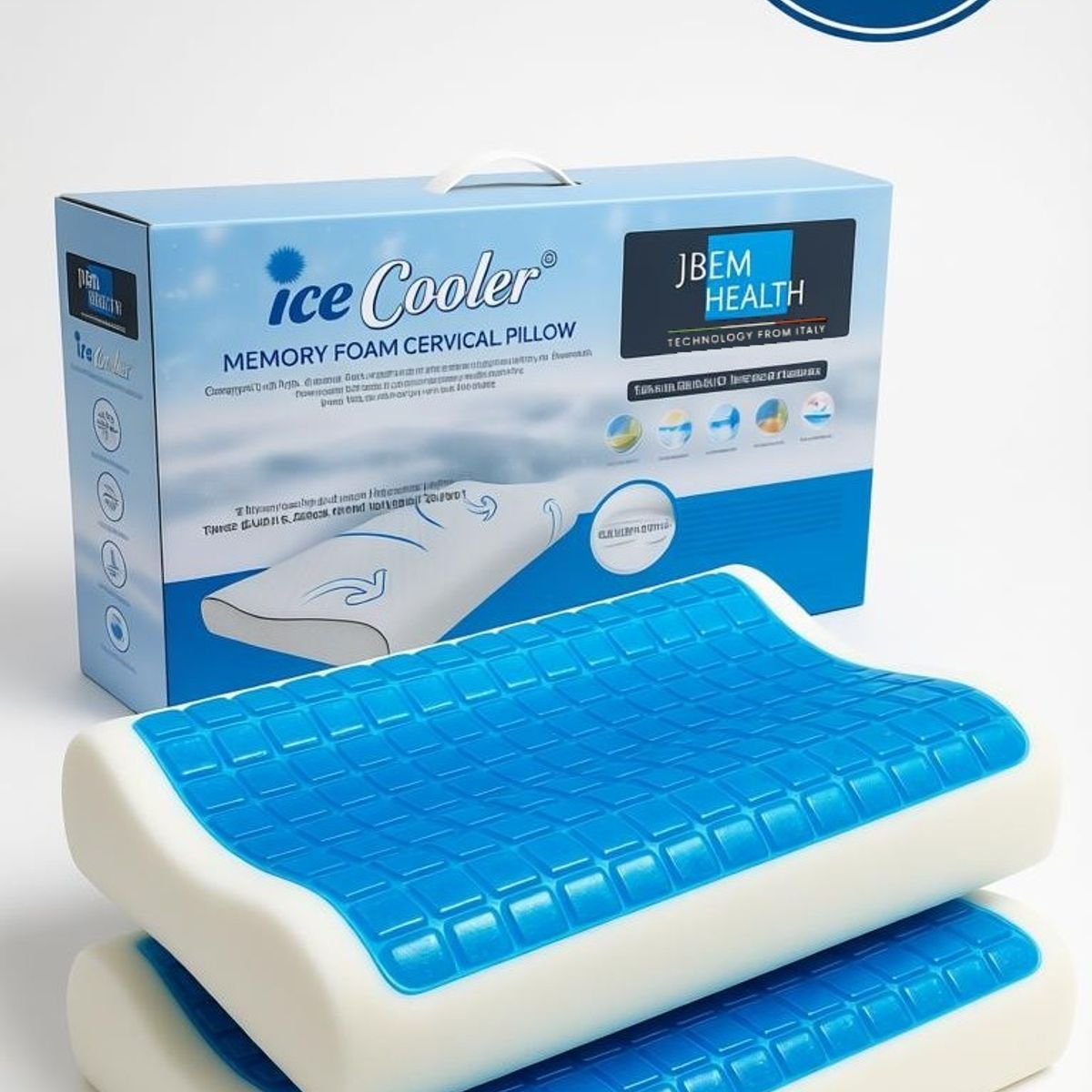 ERGONOMICS - Pack 2 Almohadas Cervicales Memory Foam Gel Premium 60x35cm Blanco