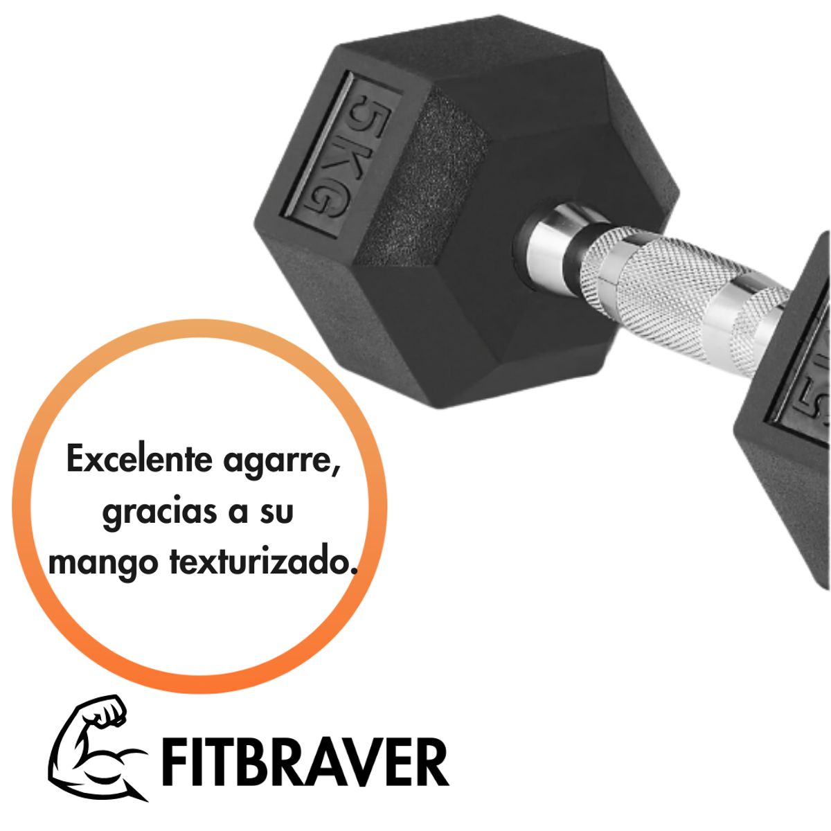 FITNESS SOLUTIONS - Par de Mancuernas de 5kg Acero y Caucho Fitbraver