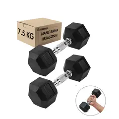 GENERICO - Par de Mancuernas de 7.5kg Acero y Caucho Fitbraver