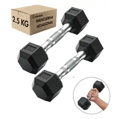 GENERICO - Par de Mancuernas de 2.5kg Acero y Caucho Fitbraver