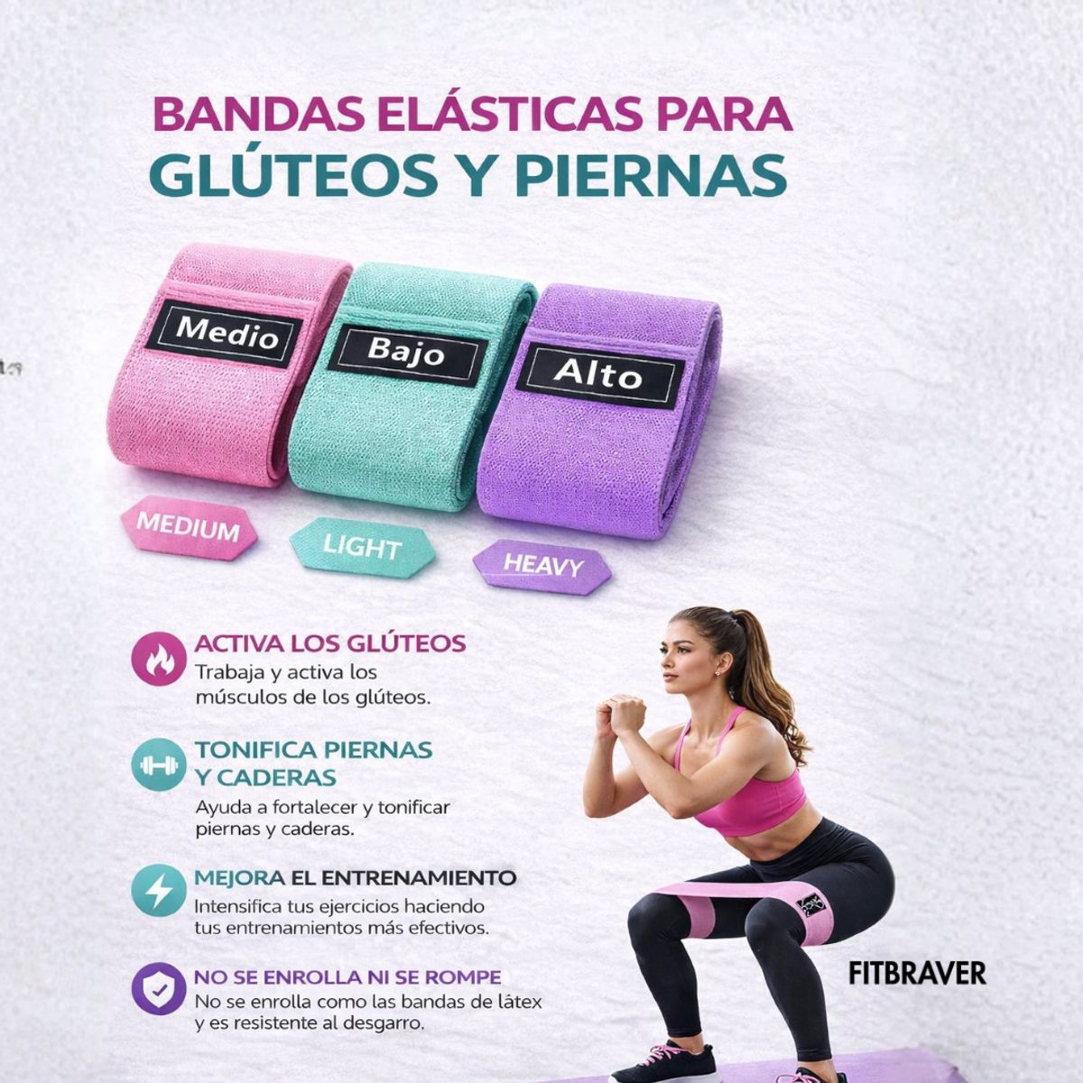GENERICO - Kit 3 Bandas Loop de Resistencia Ejercicio Fitbraver
