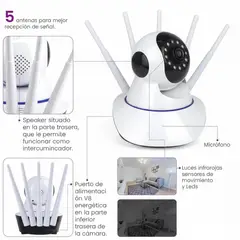 MOVI - Cámara de Seguridad IP WiFi HD 360° Motorizada con Visión Nocturna y 5 Antenas
