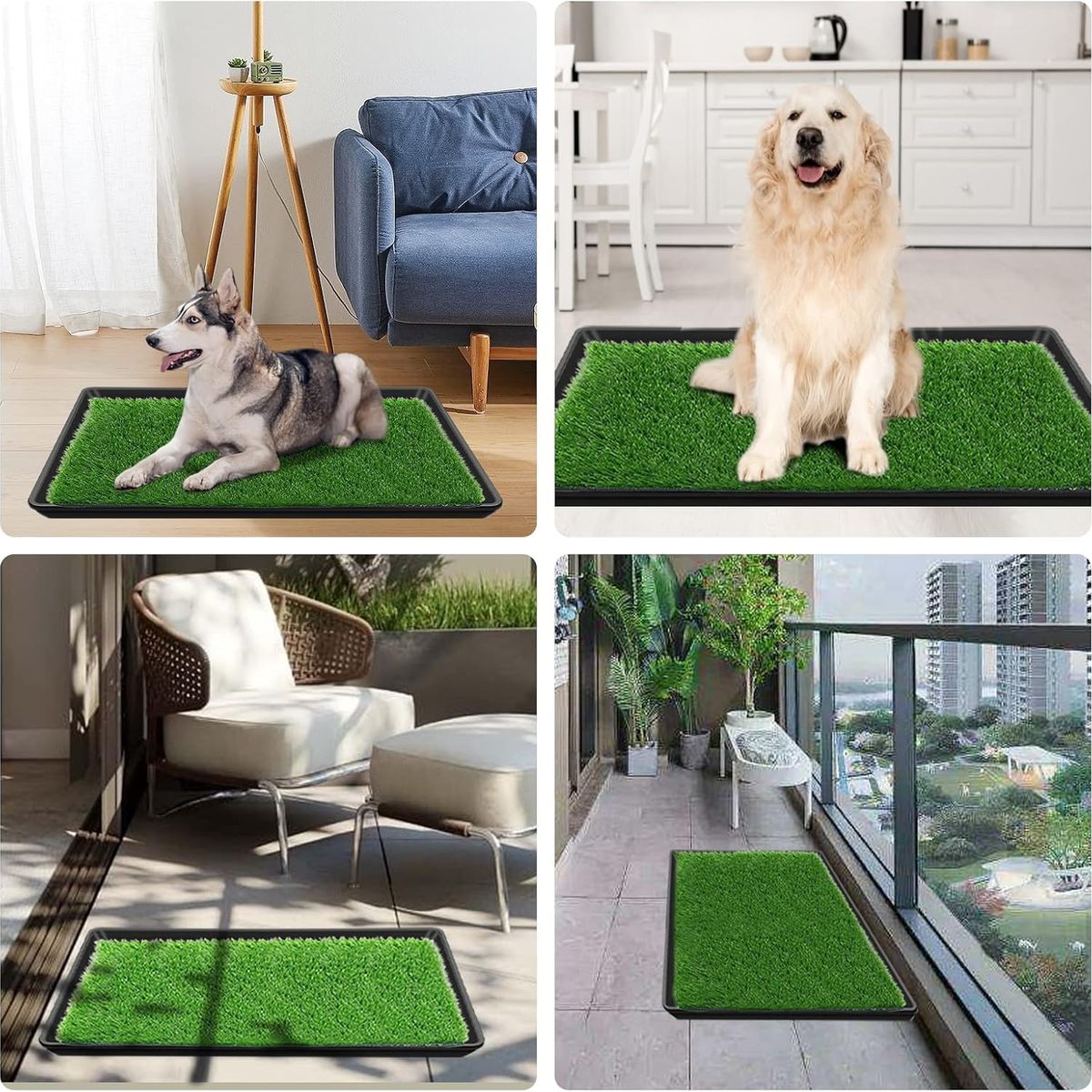 MOVI - Baño Sanitario para Mascotas XXL Pet Potty con Césped Sintético y Bandeja Antiderrames