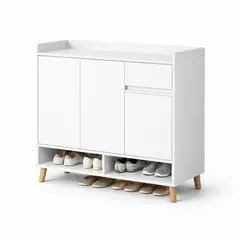 ACTUAL - Zapatero Organizador Blanco con Cajón y Estante 80x32x100 cm Gran Capacidad