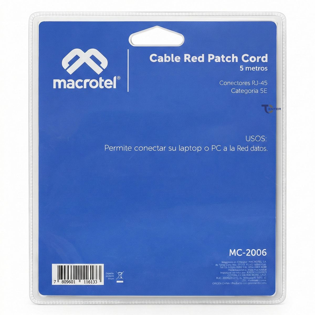 MACROTEL - Cable de Red Macrotel 5 mt Patch Cord UTP Cat 5E MC-2006
