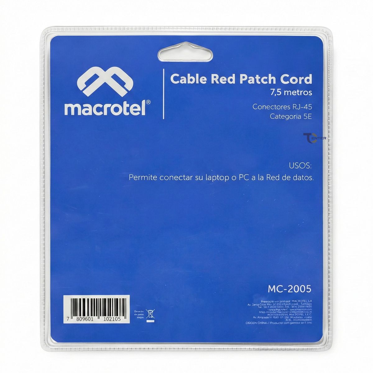MACROTEL - Cable de Red Macrotel 7,5 mts Patch Cord UTP Cat 5E MC-2005