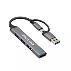PHILCO - Hub USB 3.0 4 Puertos USB/USB-C 37186