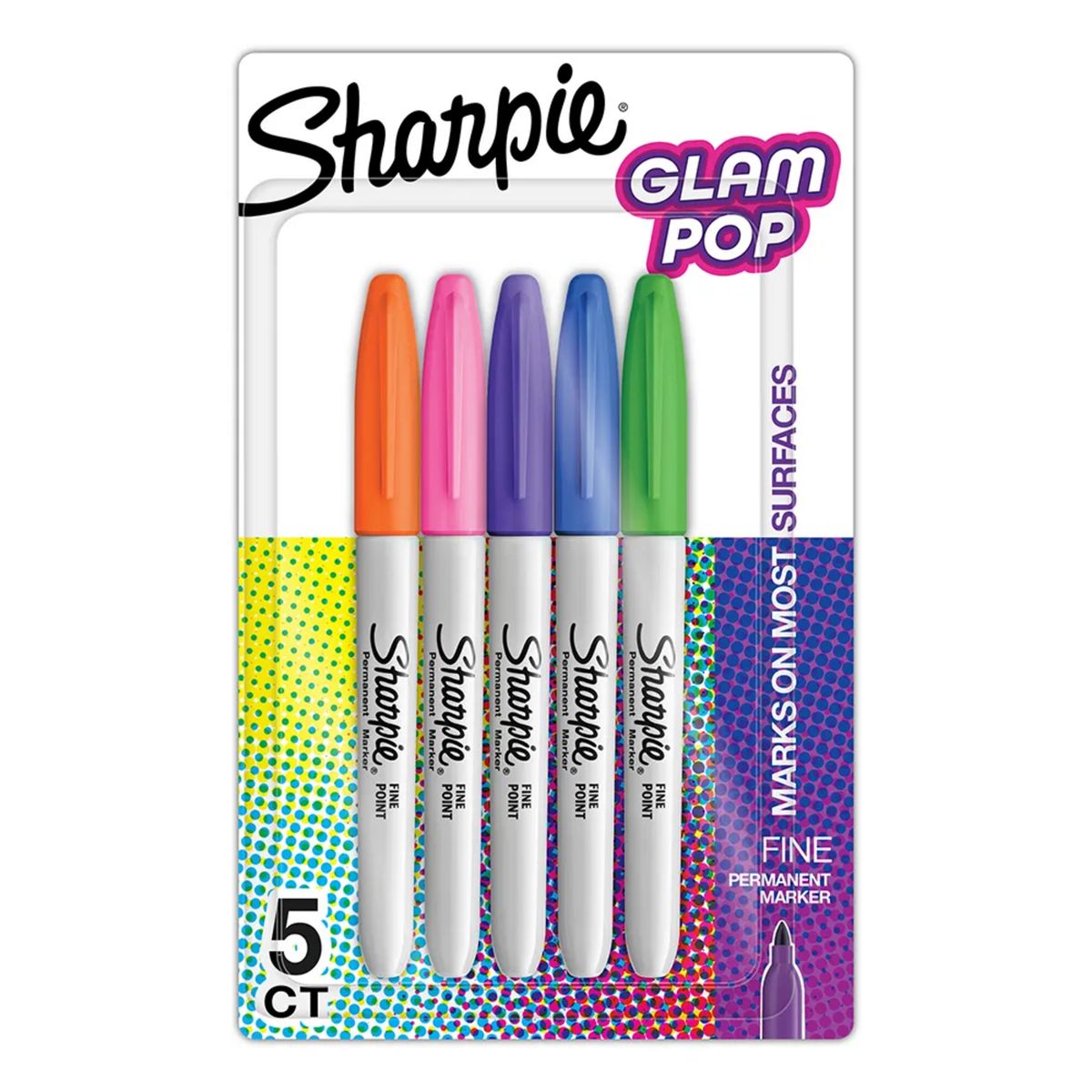 SHARPIE - Set 5 Plumones Marcadores Sharpie Glam Pop Punta Fina Perma