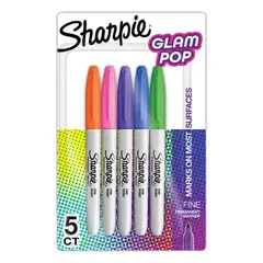 SHARPIE - Set 5 Plumones Marcadores Glam Pop Punta Fina Perma